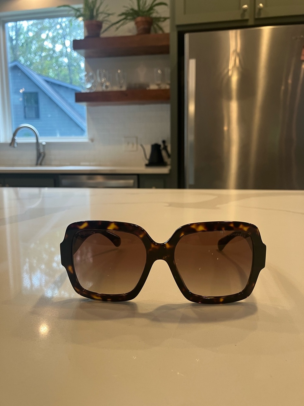 Chanel Tortoiseshell Square Oversized Sunglasses - Brown Gradient Lenses